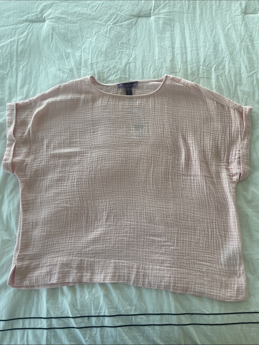 Gloria Vanderbilt Light Pink Gauze Boxy Short Sleeve Tunic